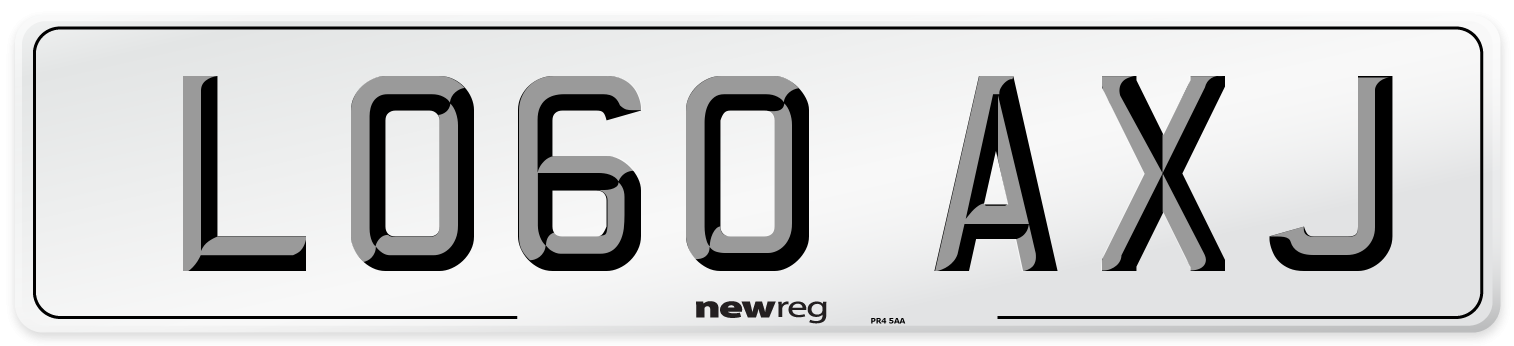 LO60 AXJ Number Plate from New Reg
